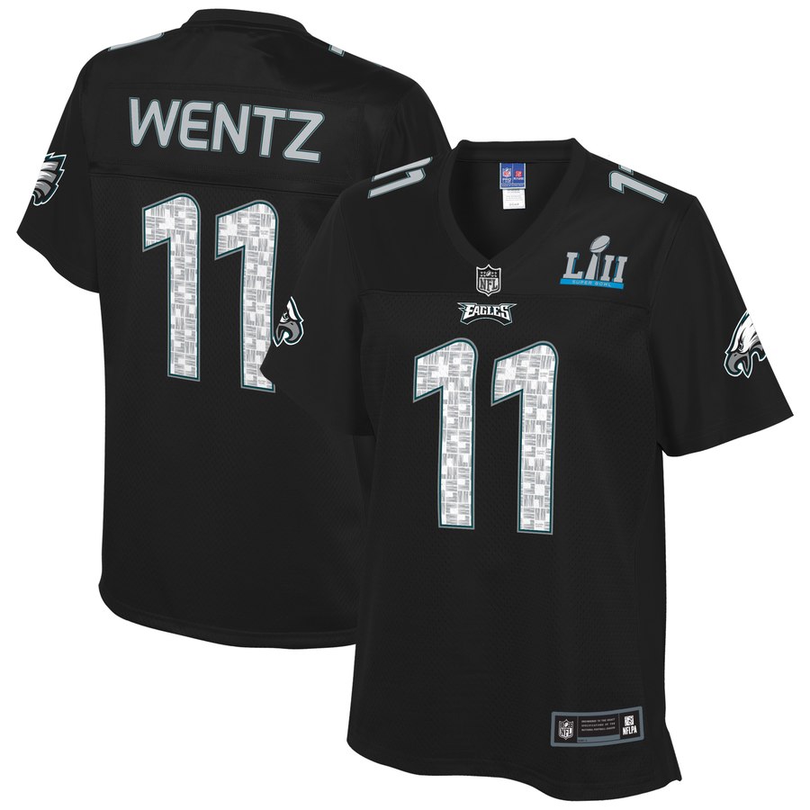 Women's Carson Wentz Carson Wentz NFL Pro Line by Fanatics Branded Black Super Bowl LII Fashion Jersey