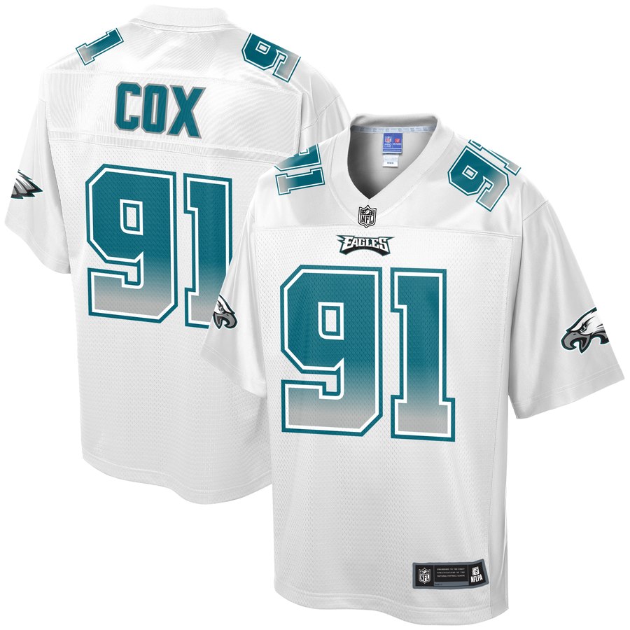 Men's Philadelphia Eagles Fletcher Cox Nfl Pro Line By Fanatics Branded White Fade Fashion Jersey