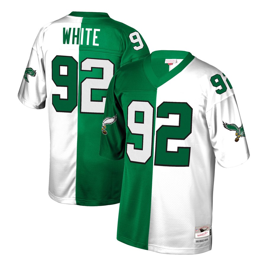 Men's Philadelphia Eagles Reggie White Mitchell & Ness Green/White Retired Player Split Replica Jersey