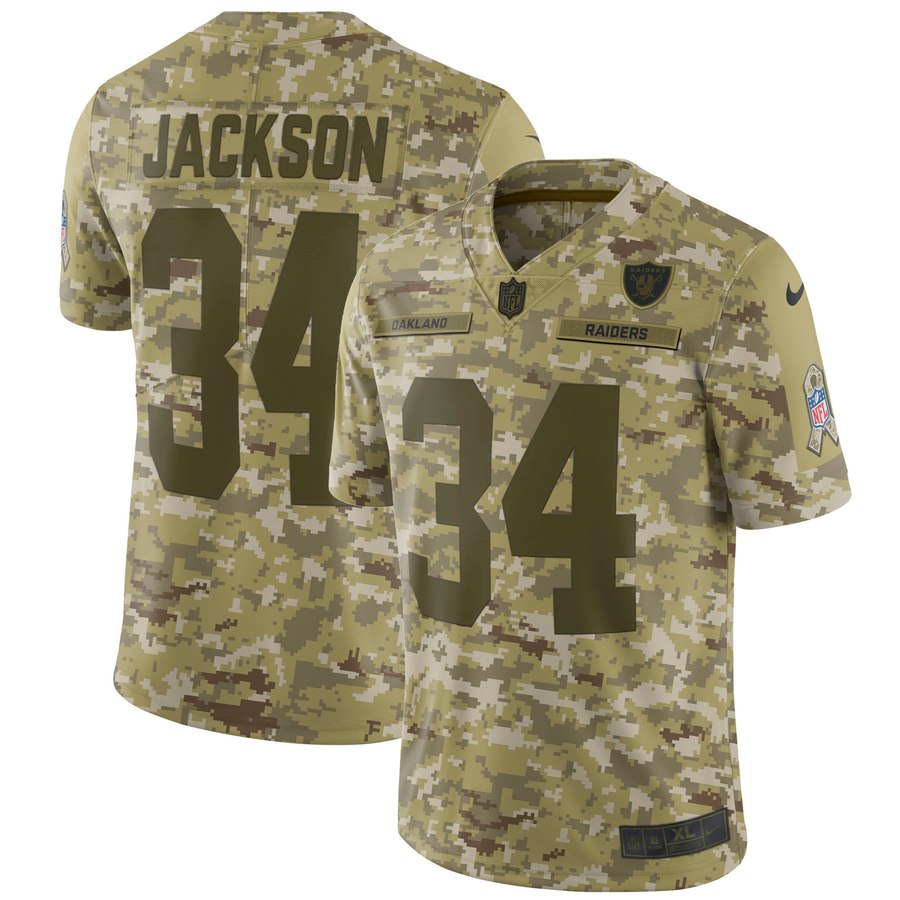 Men's Oakland Raiders Bo Jackson Nike Camo Salute To Service Retired Player Limited Jersey