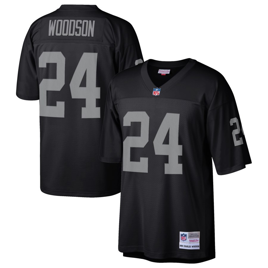 Men's Oakland Raiders Charles Woodson Mitchell & Ness Black Retired Player Replica Jersey