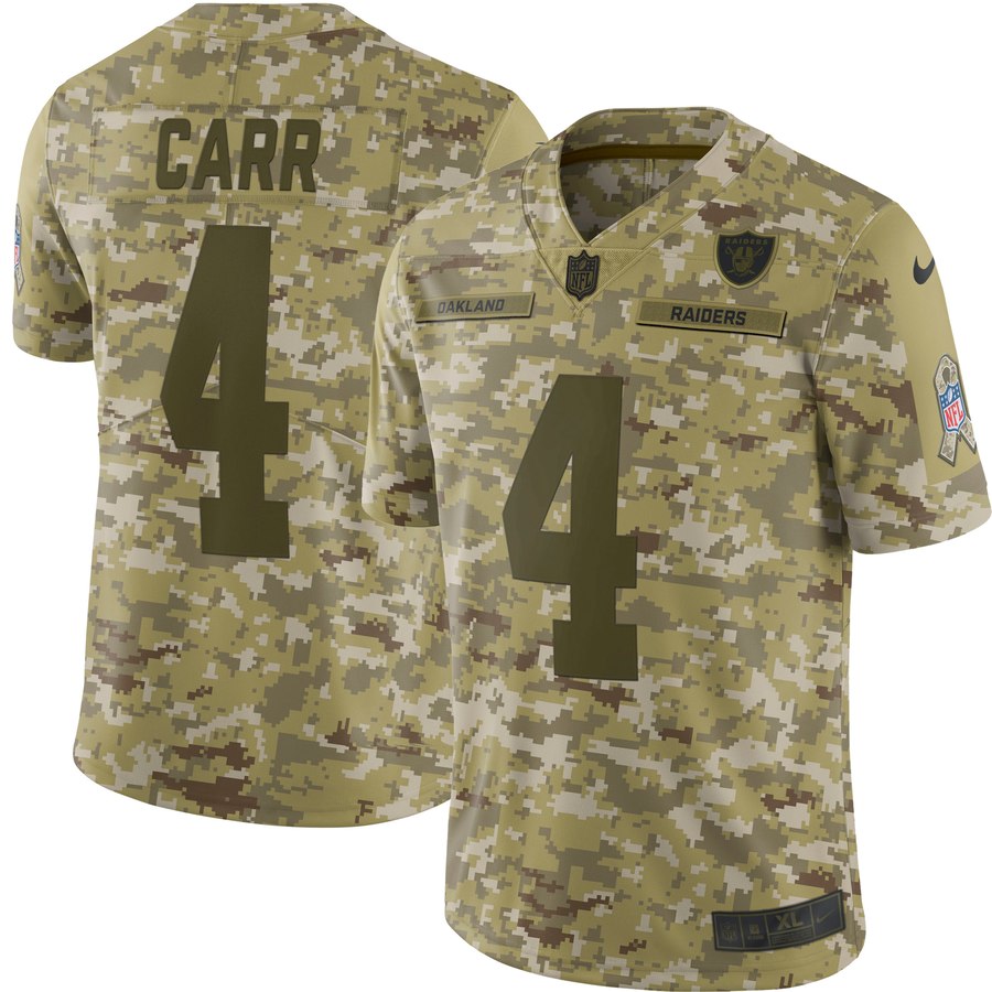 Men's Oakland Raiders Derek Carr Nike Camo Salute To Service Limited Jersey