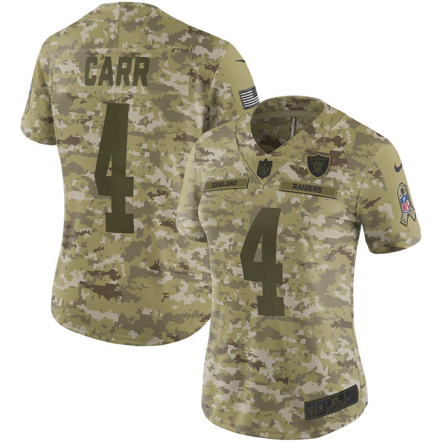 Women's Oakland Raiders Derek Carr Nike Camo Salute To Service Limited Jersey