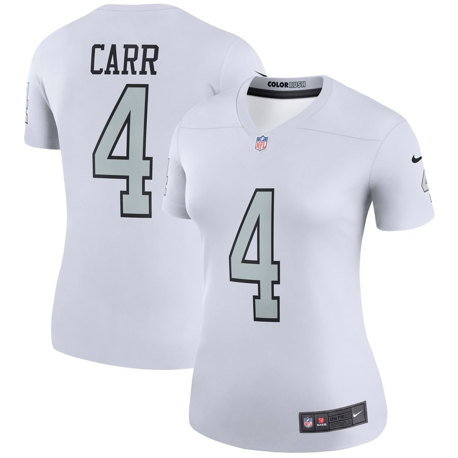 Women's Oakland Raiders Derek Carr Nike White Color Rush Legend Jersey