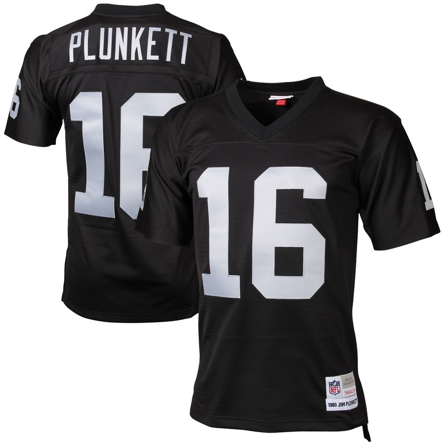 Men's Oakland Raiders Jim Plunkett Mitchell & Ness Black Retired Player Vintage Replica Jersey