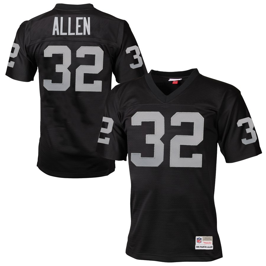 Men's Oakland Raiders Marcus Allen Mitchell & Ness Black Retired Player Vintage Replica Jersey