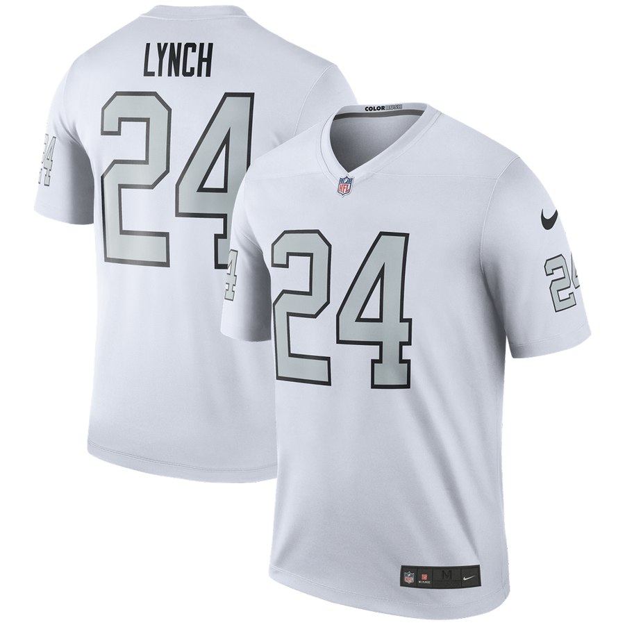 Men's Oakland Raiders Marshawn Lynch Nike White Color Rush Legend Jersey