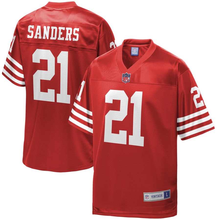 Men's San Francisco 49ers Deion Sanders Nfl Pro Line Scarlet Retired Player Team Jersey