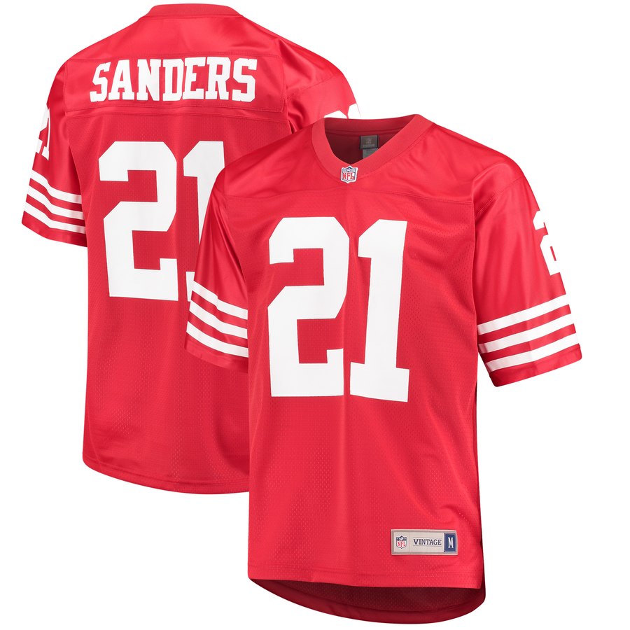 Men's San Francisco 49ers Deion Sanders Nfl Pro Line Scarlet Retired Player Replica Jersey