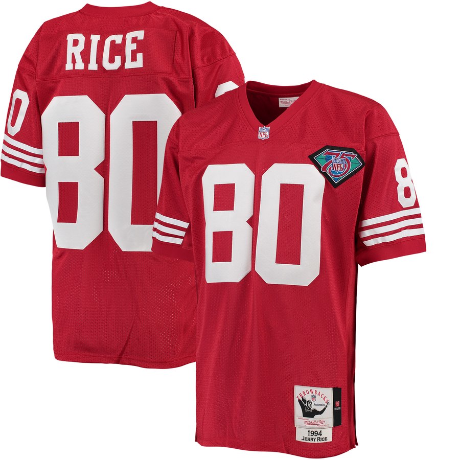 Men's San Francisco 49ers Jerry Rice Mitchell & Ness Scarlet 1994 Authentic Throwback Jersey