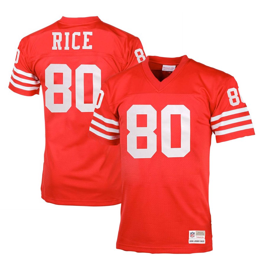 Men's San Francisco 49ers Jerry Rice Mitchell & Ness Scarlet Big & Tall 1990 Retired Player Replica Jersey