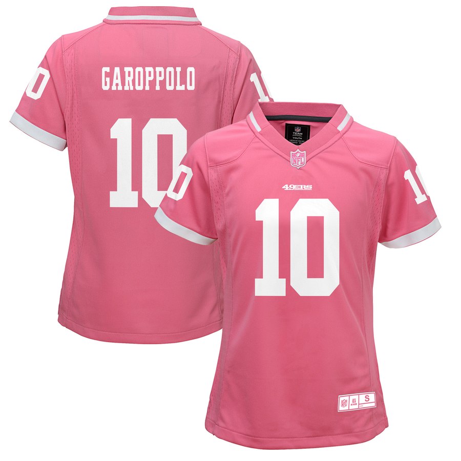 Girls Youth Jimmy Garoppolo Pink San Francisco 49ers Fashion Bubble Gum Jersey