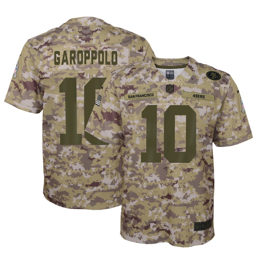 Youth San Francisco 49ers Jimmy Garoppolo Nike Camo Salute To Service Game Jersey