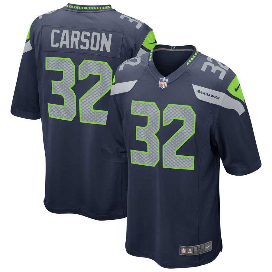 Men's Seattle Seahawks Chris Carson Nike Navy Game Jersey