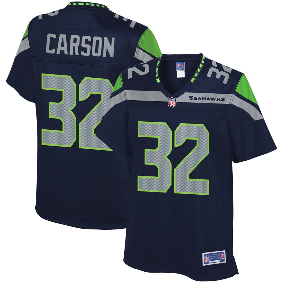 Women's Seattle Seahawks Chris Carson Nfl Pro Line College Navy Team Color Player Jersey