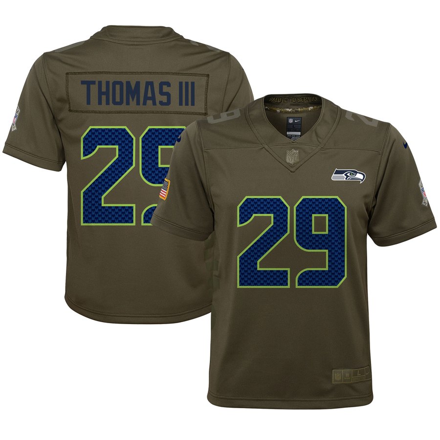 Youth Seattle Seahawks Earl Thomas Nike Green Salute To Service Game Jersey