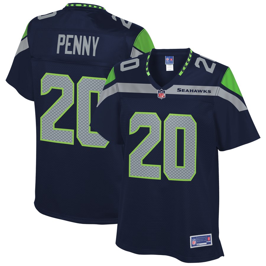 Women's Seattle Seahawks Rashaad Penny Nfl Pro Line College Navy Player Jersey