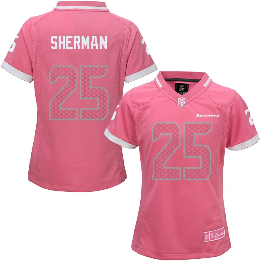 Girls Youth Seattle Seahawks Richard Sherman Pink Bubble Gum Jersey