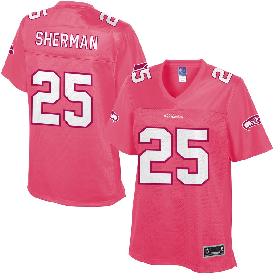 Women's Seattle Seahawks Richard Sherman Nfl Pro Line Pink Fashion Jersey