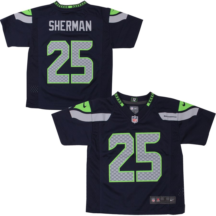 Preschool Seattle Seahawks Richard Sherman Nike College Navy Game Jersey