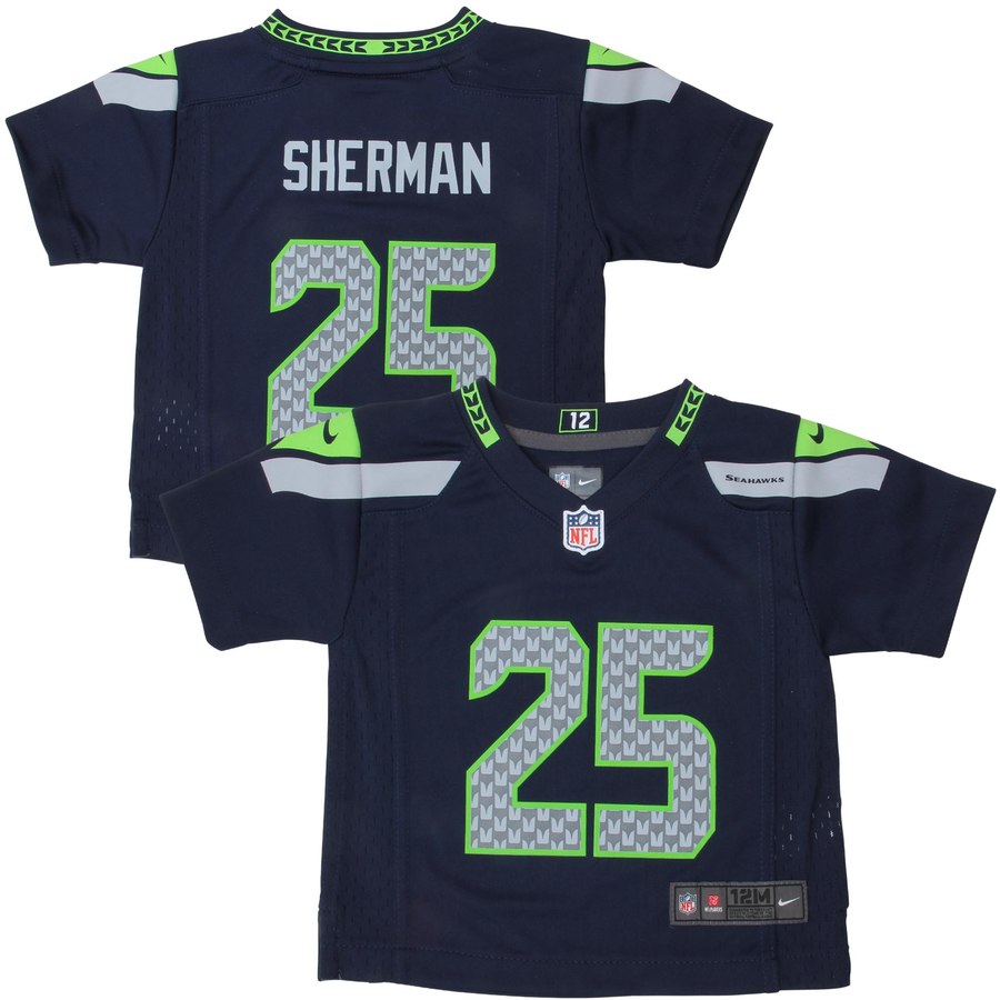 Infant Seattle Seahawks Richard Sherman Nike Navy Blue Team Color Game Football Jersey