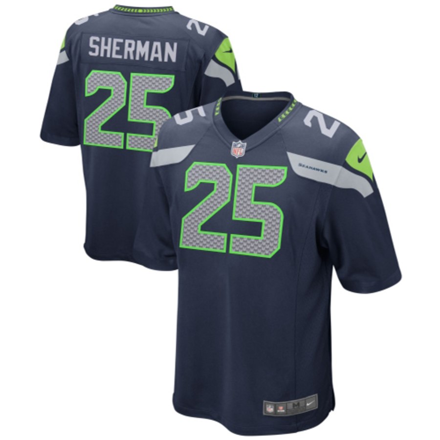 Youth Seattle Seahawks Richard Sherman Nike College Navy Team Color Game Jersey