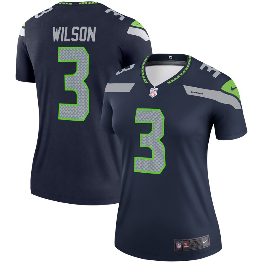 Women's Seattle Seahawks Russell Wilson Nike College Navy Legend Jersey