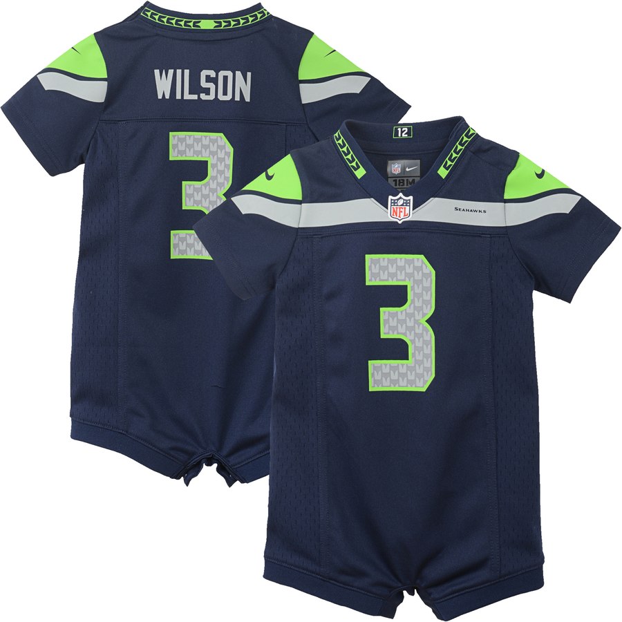 Infant Seattle Seahawks Russell Wilson Nike Navy Romper Jersey