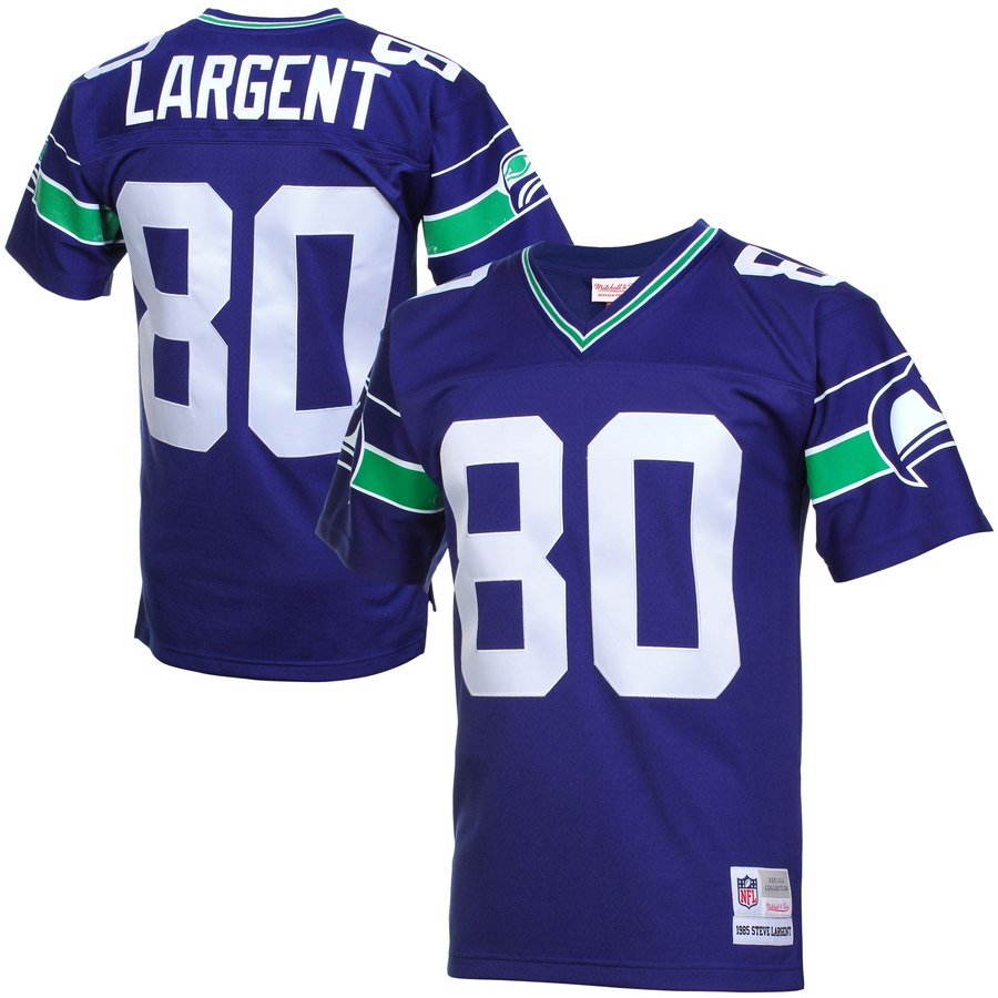 Men's Seattle Seahawks Steve Largent Mitchell & Ness Royal Blue Retired Player Vintage Replica Jersey