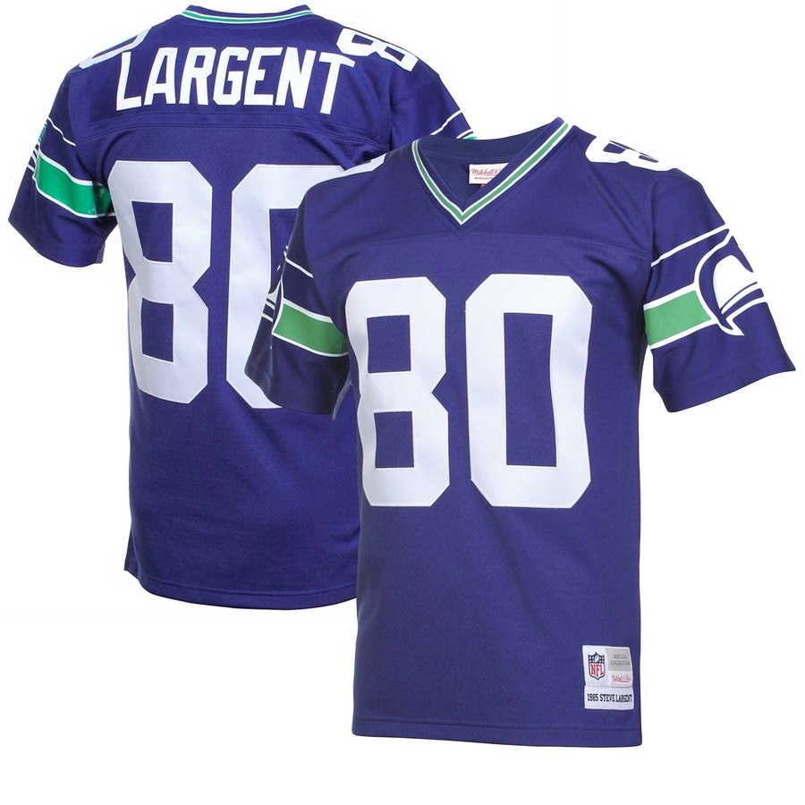 Men's Seattle Seahawks Steve Largent Mitchell & Ness Royal Big & Tall 1985 Retired Player Replica Jersey