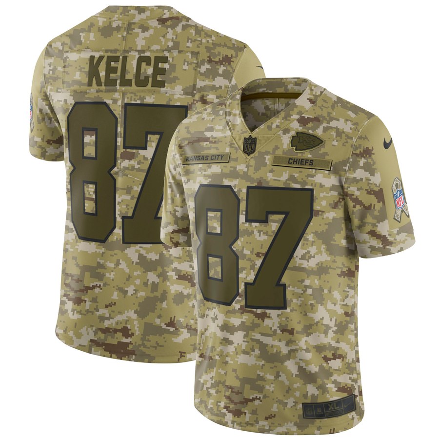 Men's Kansas City Chiefs Travis Kelce Nike Camo Salute To Service Limited Jersey