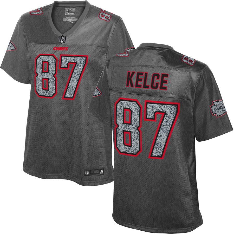 Women's Kansas City Chiefs Travis Kelce Nfl Pro Line Gray Static Fashion Jersey