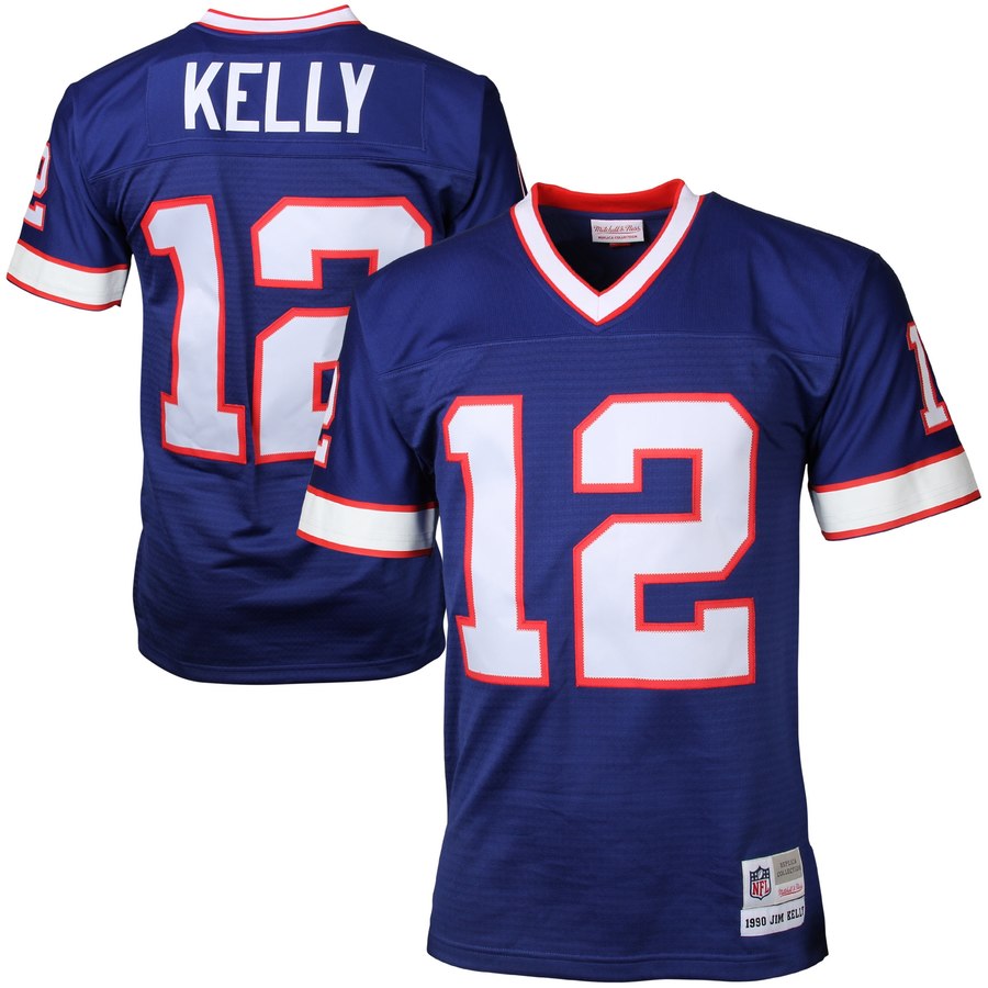 Mens Buffalo Bills Jim Kelly Mitchell And Ness Royal Blue Retired Player Vintage Replica Jersey