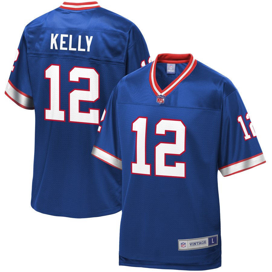 Mens Buffalo Bills Jim Kelly NFL Pro Line Royal Retired Player Replica Jersey