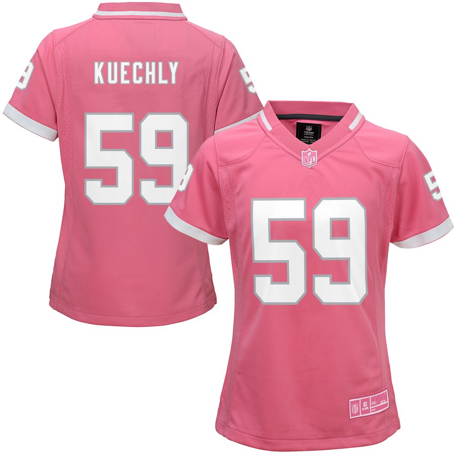 Girls Youth Carolina Panthers Luke Kuechly Pink Bubble Gum Jersey