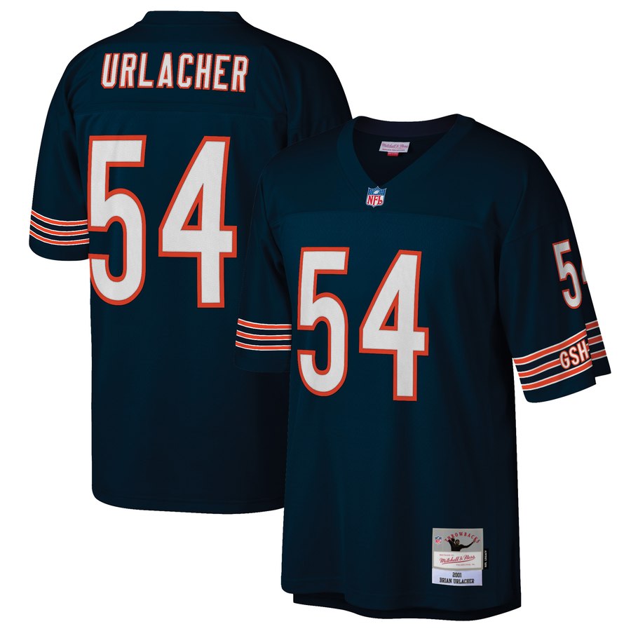 Mens Chicago Bears Brian Urlacher Mitchell And Ness Navy 2001 Retired Player Replica Jersey