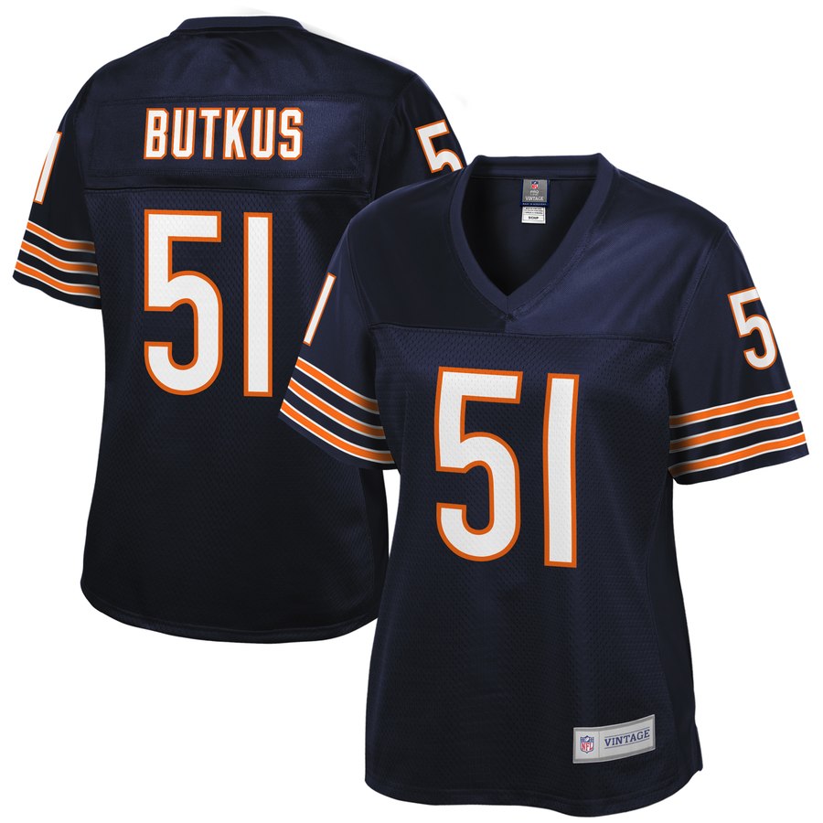 Women's Chicago Bears Dick Butkus NFL Pro Line Navy Retired Player Jersey