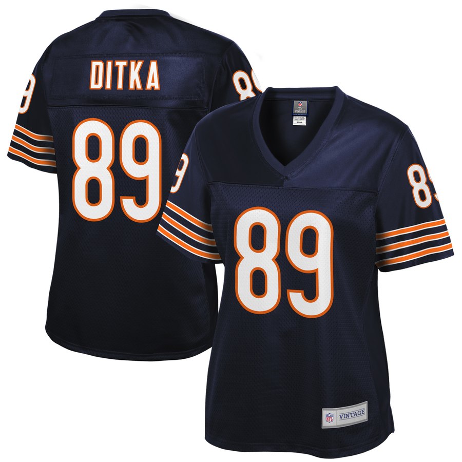 Women's Chicago Bears Mike Ditka NFL Pro Line Navy Retired Player Jersey