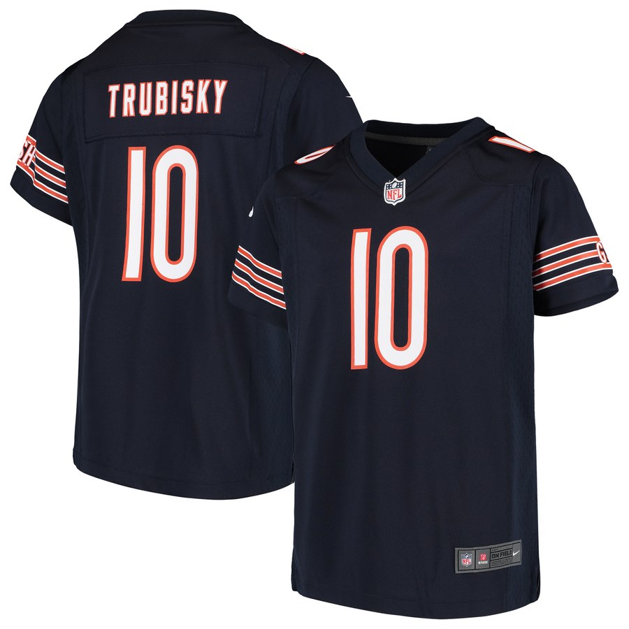 Girls Youth Chicago Bears Mitchell Trubisky Nike Navy Game Jersey