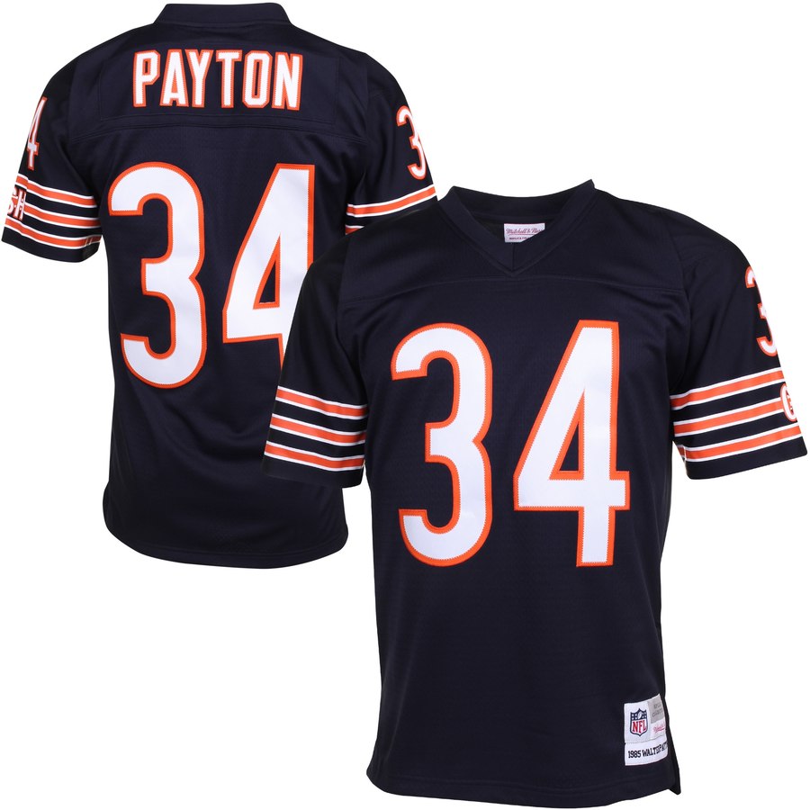 Mens Chicago Bears Walter Payton Mitchell And Ness Navy 1985 Retired Player Vintage Replica Jersey