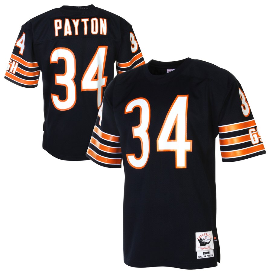 Mens Chicago Bears Walter Payton Mitchell And Ness Navy Blue 1985 Authentic Throwback Jersey