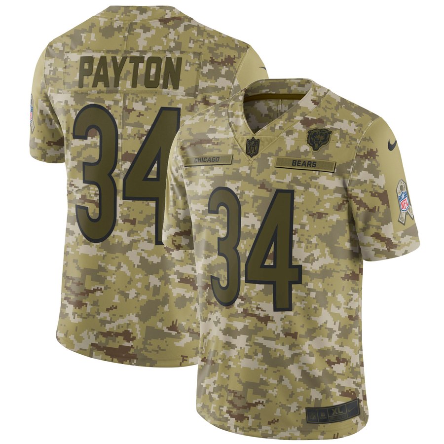 Mens Chicago Bears Walter Payton Nike Camo Salute To Service Retired Player Limited Jersey