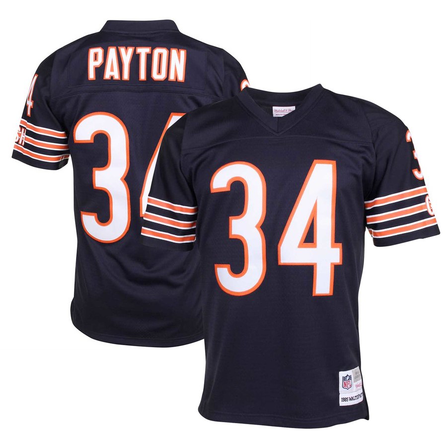 Mens Chicago Bears Walter Payton Mitchell And Ness Navy Big And Tall 1985 Retired Player Replica Jersey