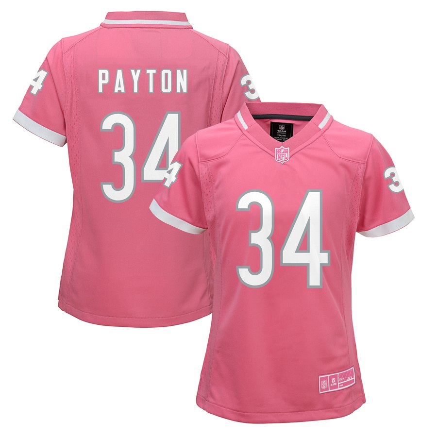 Girls Youth Chicago Bears Walter Payton Pink Fashion Bubble Gum Jersey