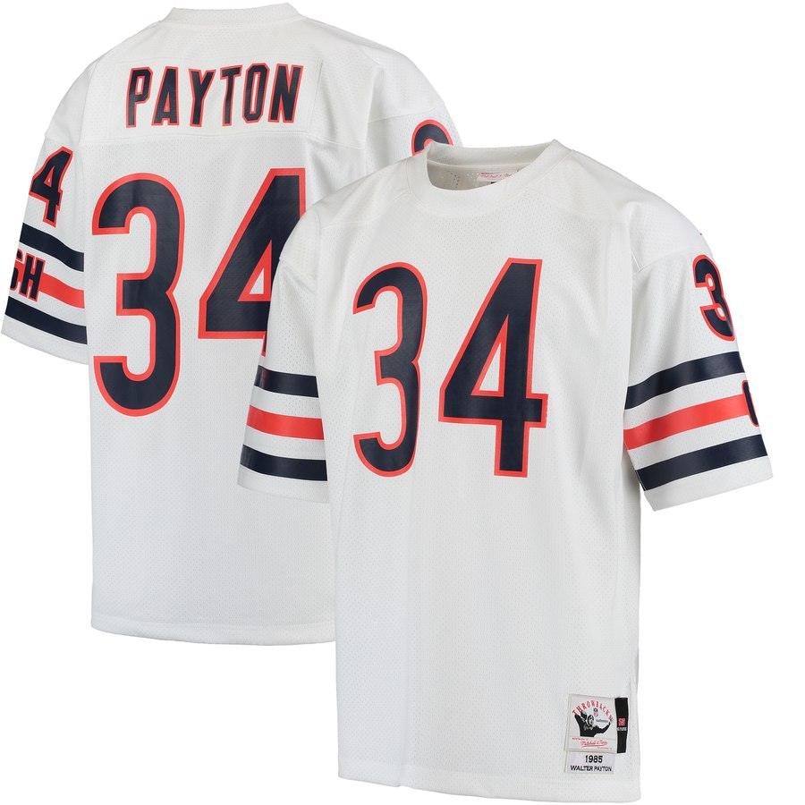 Mens Chicago Bears Walter Payton Mitchell And Ness White 1985 Authentic Throwback Jersey