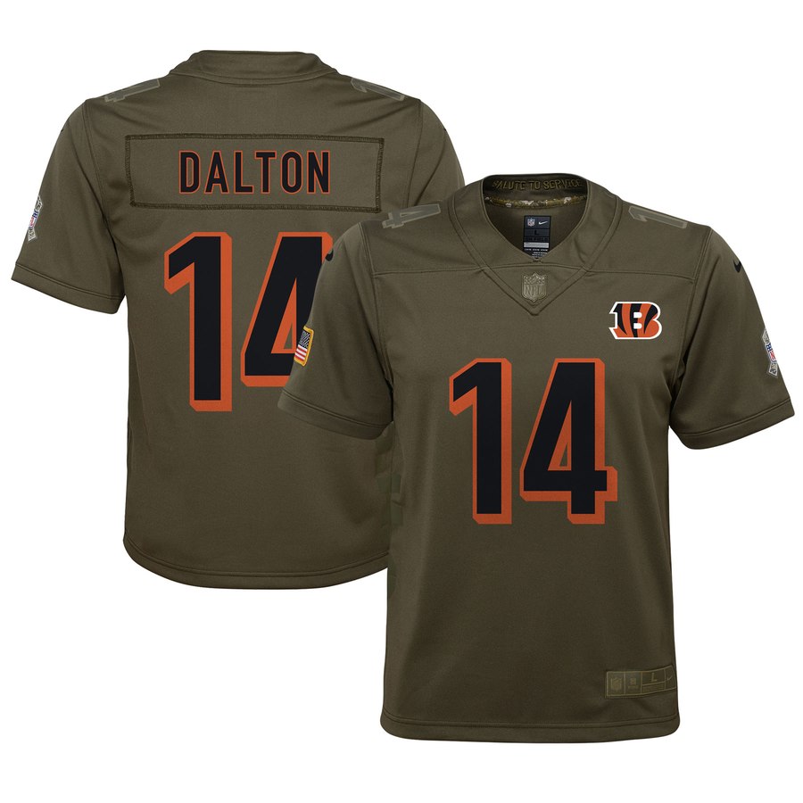 Youth Cincinnati Bengals Andy Dalton Nike Olive Salute To Service Game Jersey