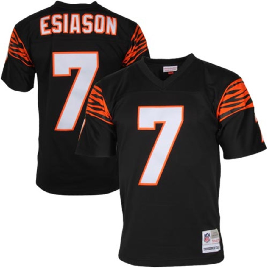 Mens Cincinnati Bengals Boomer Esiason Mitchell And Ness Black 1989 Retired Player Vintage Replica Jersey