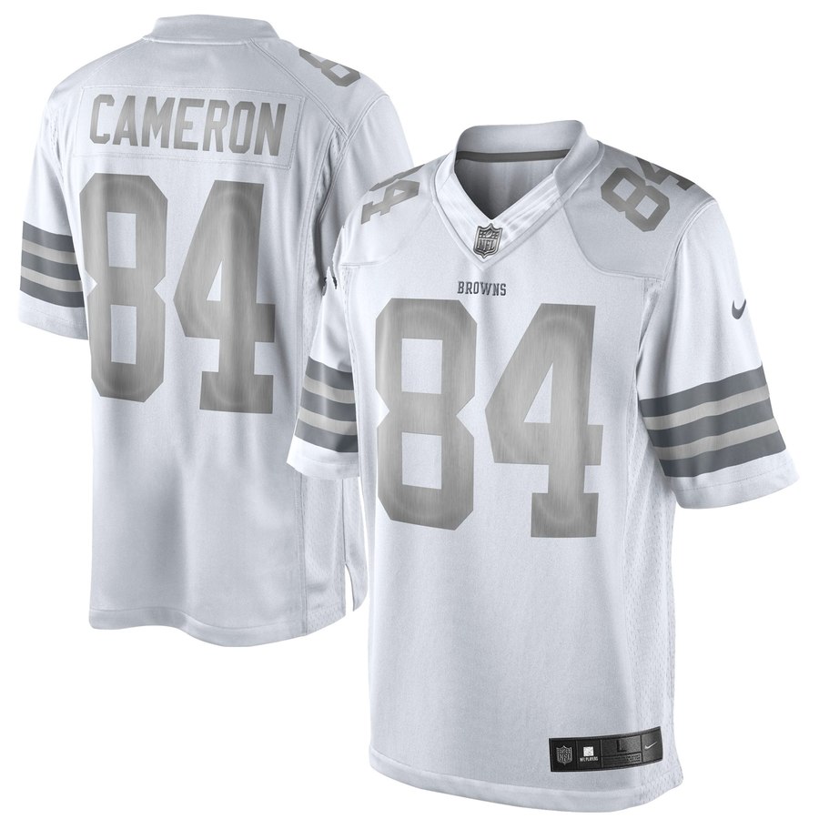 Mens Cleveland Browns Historic Logo Jordan Cameron Nike White Platinum Limited Jersey