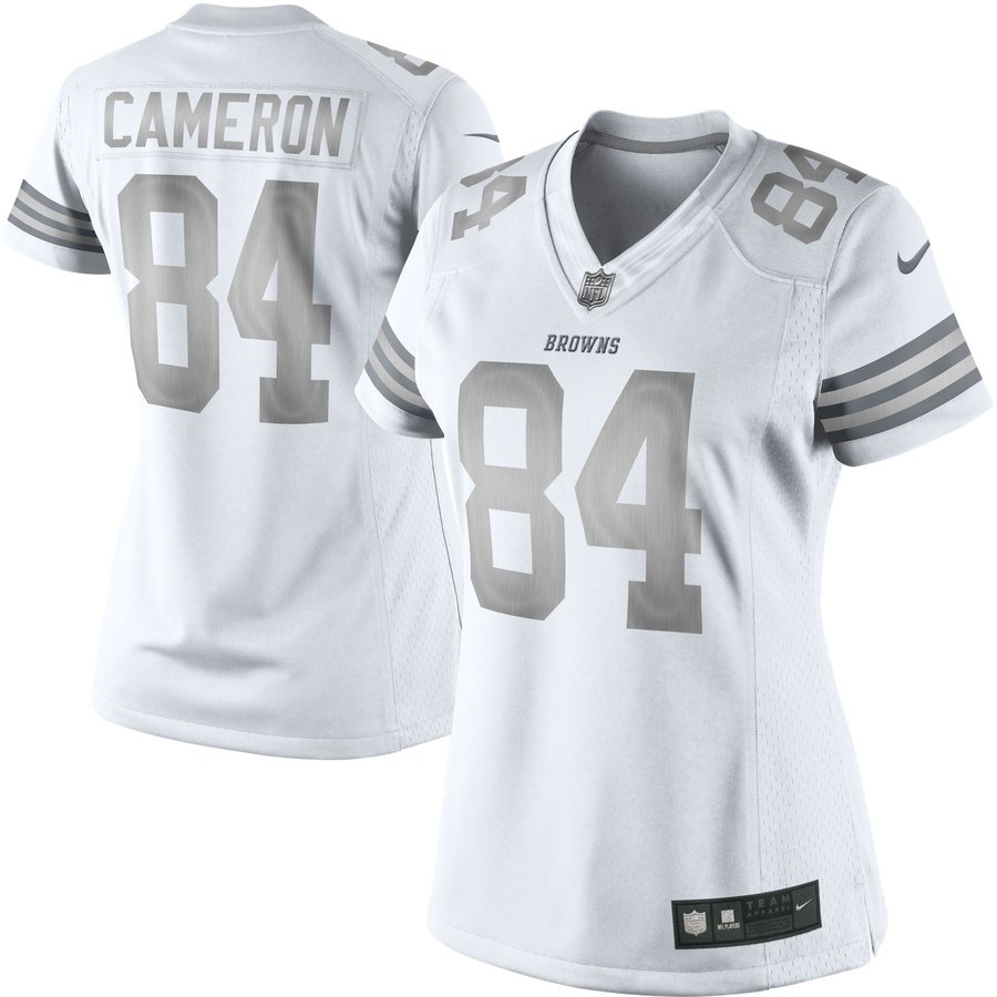 Women's Cleveland Browns Historic Logo Jordan Cameron Nike White Platinum Jersey