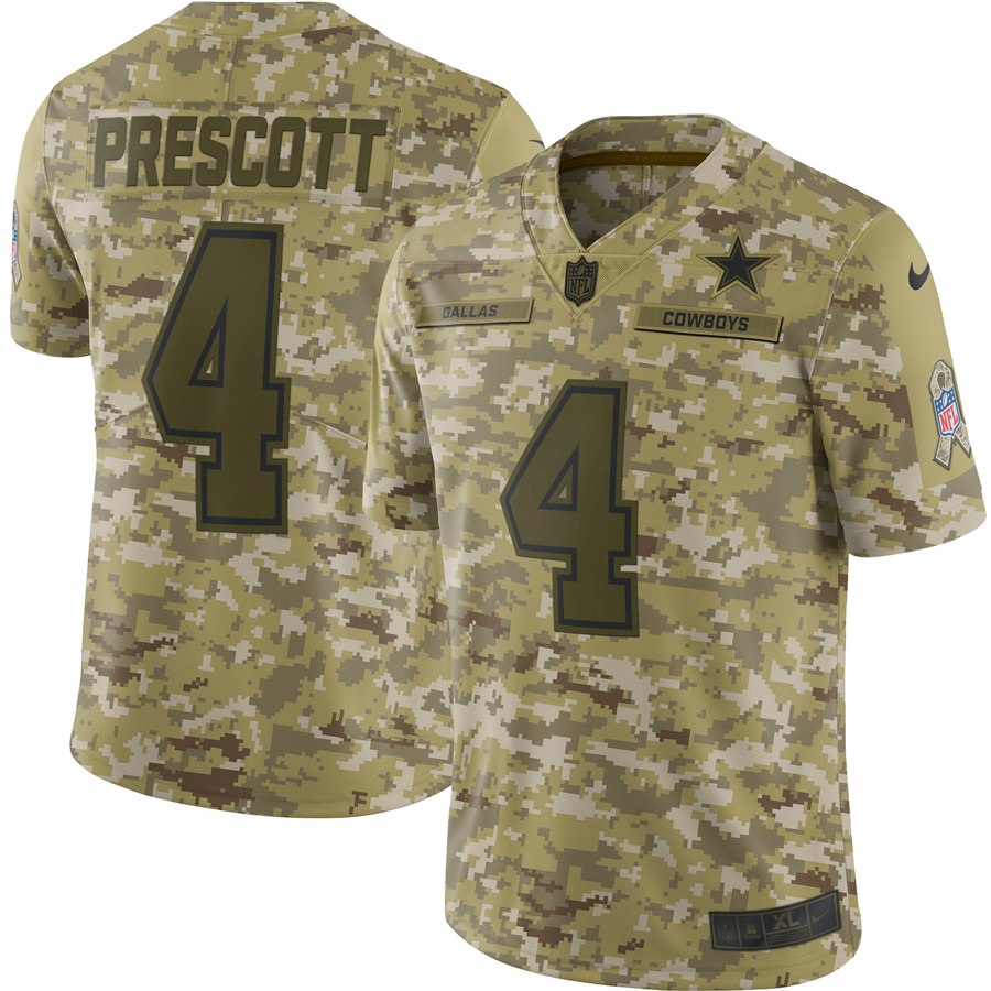 Mens Dallas Cowboys Dak Prescott Nike Camo Salute To Service Limited Jersey